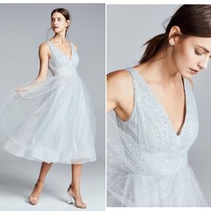 Marchesa Ethereal Light Blue Midi Dress